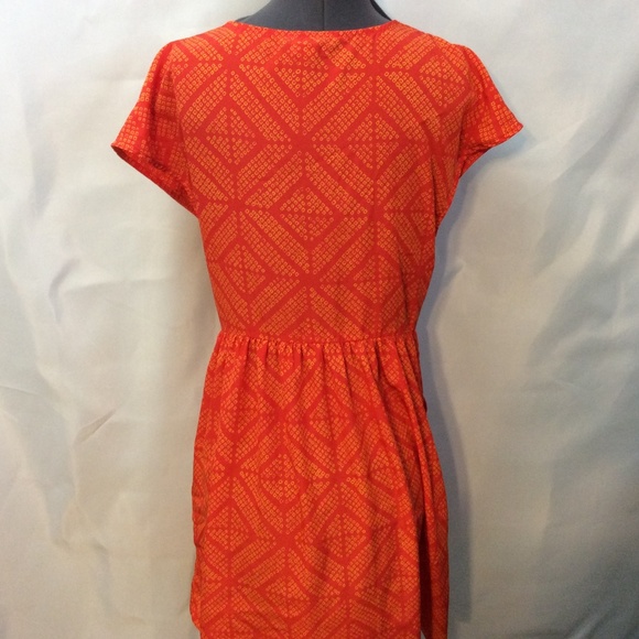 Gap Dress 6 Orange Surplice Wrap Neck Pockets Thin - Picture 7 of 8